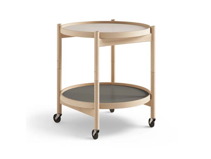 Brdr. Krüger Table roulante Bølling Tray Table model 50 stone, structure en hêtre huilé