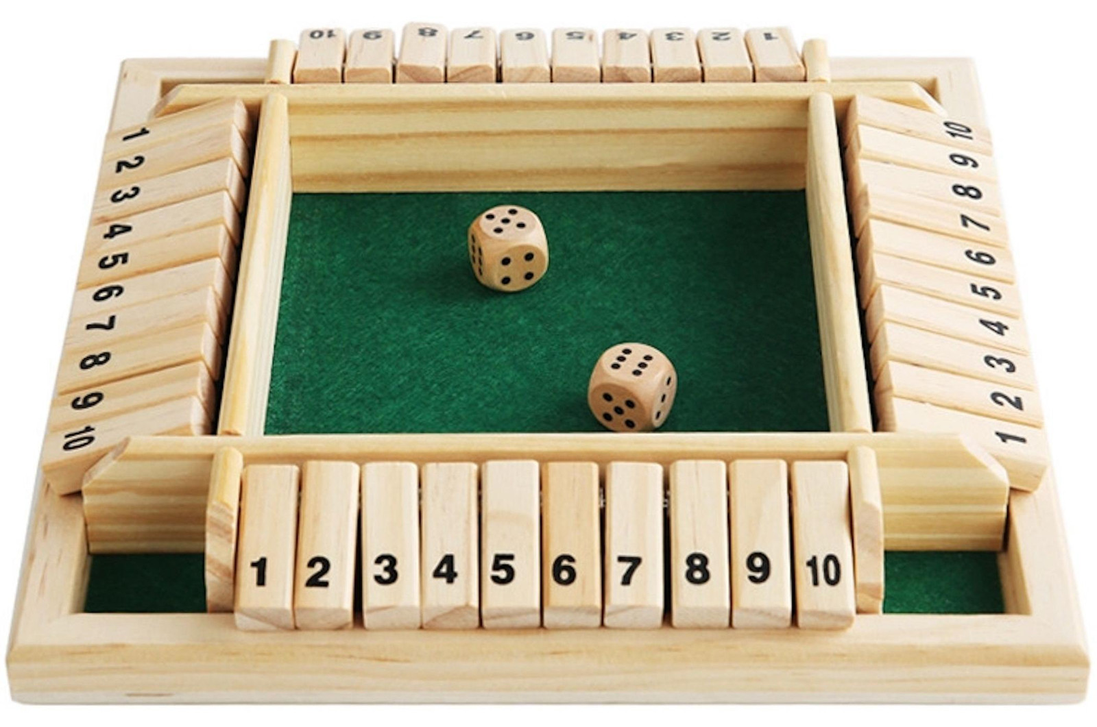 Shut the Box bordspel voor 4 spelers, educatief gezelschapsspel, groen