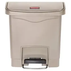 Treteimer Rubbermaid Slim Jim Kunststoff beige 15 L Tretabfallbehälter mit Pedal an der Breitseite