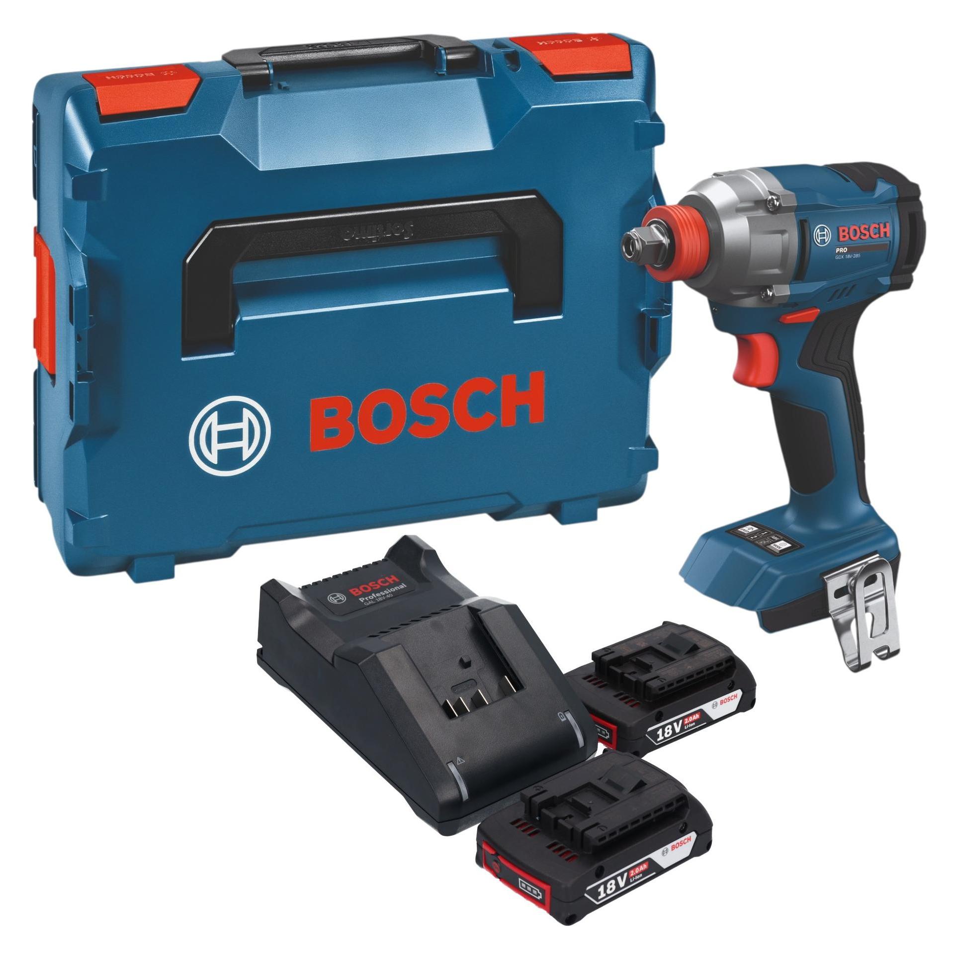 Bosch Professional Bosch GDX 18V-285 Professional Akku Drehschlagschrauber 18 V 285 Nm + 2x Akku 2,0 Ah + Ladegerät + (Schlagschrauber) (06019N2100)