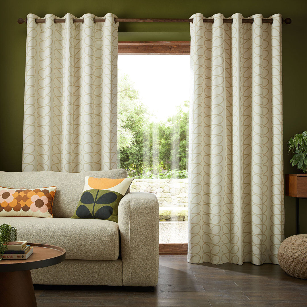 Orla Kiely Linear Stem Curtain Natural 168cm Width x 229cm Drop