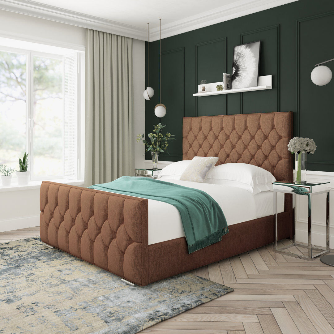 Lark Manor Upholstered Platform Bed Brown Kingsize (5')