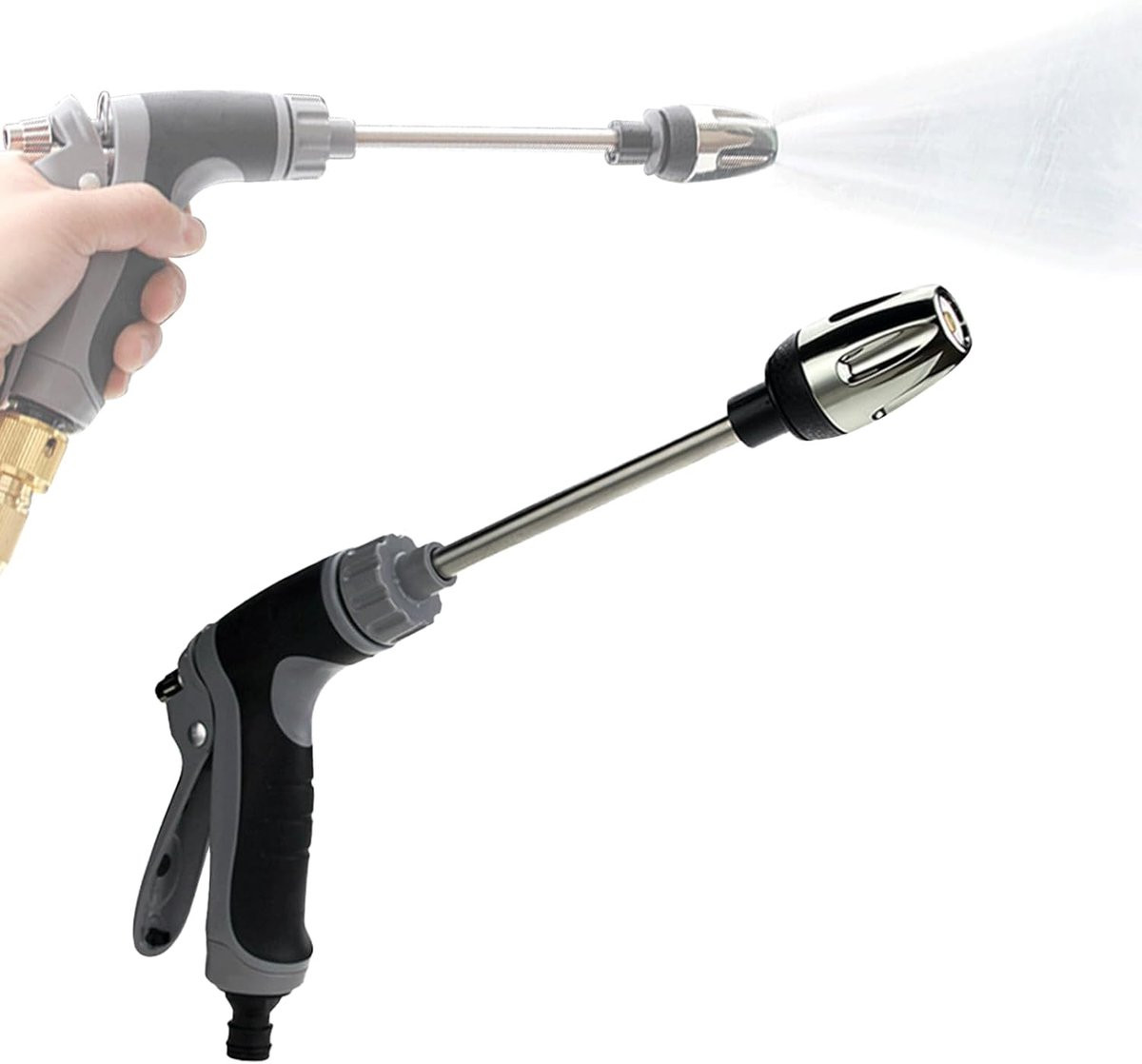 Allecto Plus Turbo Washer hogedruksproeier voor tuinslang, grijs