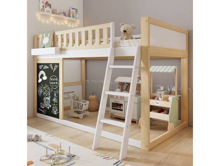 Lit haut Lit d'enfant Avec une petite table pour peindre Avec boîte à ranger Lieux de sécurité Espace de rangement personnali