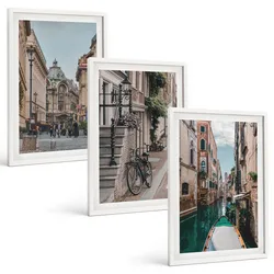 BILDER SET 3er Set - 40x60 cm Weißer Rahmen - Venedigs Wasserstraßen