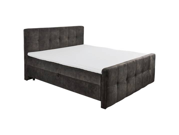 Mid.you Boxbett, Dunkelbraun, Kunststoff, H2, 160x200 cm, Bettkasten, gepolstertes Kopfteil, Topper durchgehend, Schlafzimmer, Betten, Doppelbetten