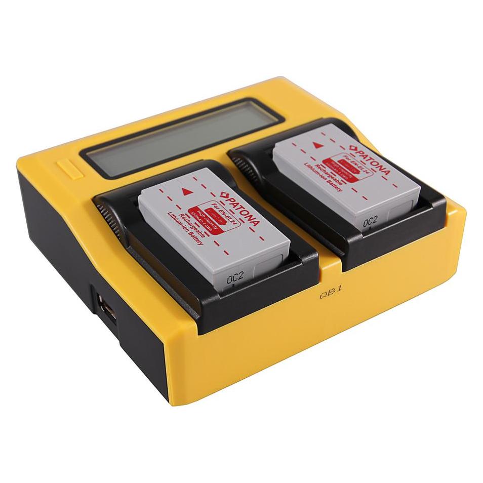 Patona Dual LCD USB Ladegerät f. Nikon ENEL24 EN-EL24 (Kamera Akku Ladegerät) (34683216)