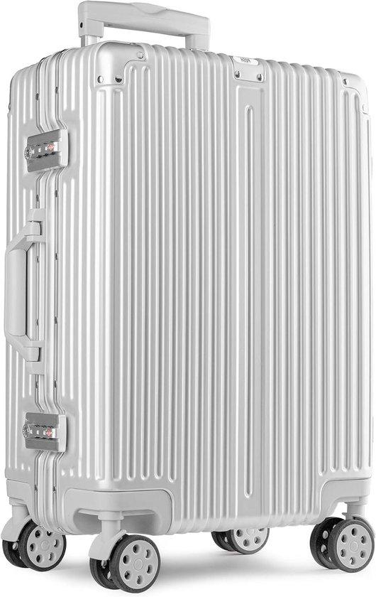 Reisekoffer - Trolley - Langstrecke - Aluminiumrahmen - XL 105 Liter - Silber