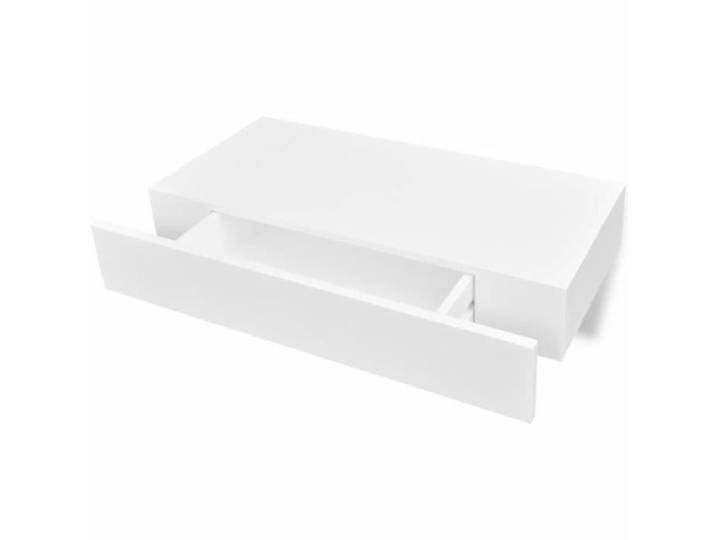 Étagère murale avec 1 tiroir MDF Blanc - Pour les livres - Système de montage invisible