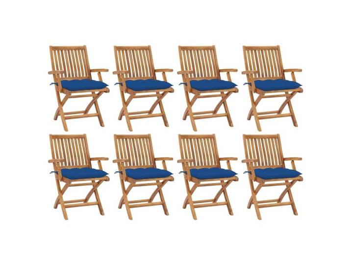 furnicato Gartenstuhl Gartenstuhl-Set Naturholz Blau 56x58x88 cm, zusammenklappbar (1 St), Witterungsbeständige Sitzgruppe mit Kissen und klappbarer Funktion