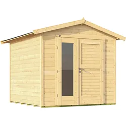 Weka Gartenhaus 224 A inkl. moderner Design-Doppeltür - 21 mm naturbelassen Gartenhaus 224 A Gr. 2 (235 x 239 cm) - 50 % Rabatt auf Dacheindeckung