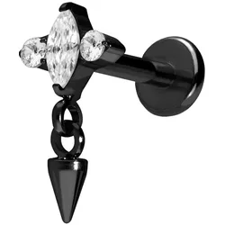 Titan Labret mit Innengewinde EINGEFASSTE KRISTALLE + SPITZE