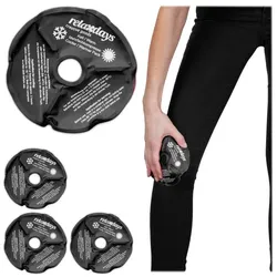 Relaxdays 4er Set Knie Kühlpads in Schwarz Weiß,Schwarz