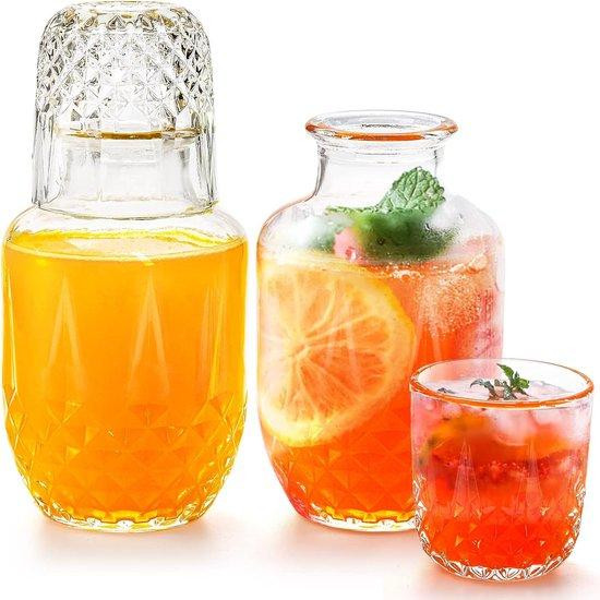 Unyqoos Waterkan met glazen beker, 530 ml, diamantglas
