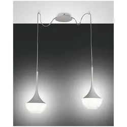 Fabas Luce Apollo Pendelleuchte E27 2X40W Metall und geblasenes Glas weiß