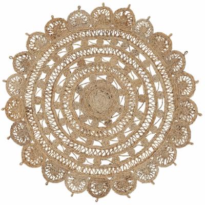 Teppich CARPETFINE "Cate Juteteppich Naturfaser", beige (natur), H:5mm Ø:90cm, Jute, Teppiche, Teppich, 100 % geflochtene Jute, beidseitig nutzbar