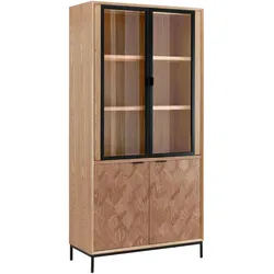 Vitrine Milano Esche furniert Schwarz ca. 90x186 cm