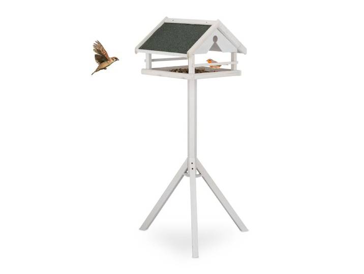 Relaxdays Wit vogelvoederhuisje op standaard