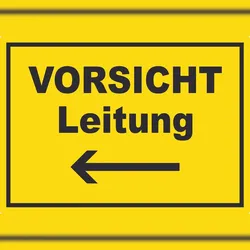 HB-Druck Vorsicht Leitung mit Richtungspfeil links Aufkleber A0 (841x1189mm)