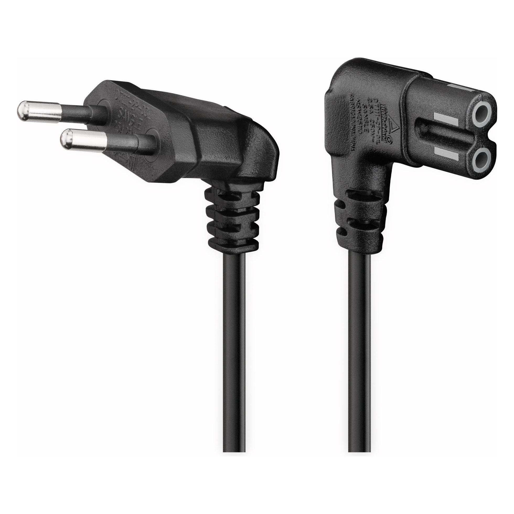Goobay Euro Anschlusskabel beidseitig abgewinkelt, 0,5 m, Schwarz (0.50 m) (56588)