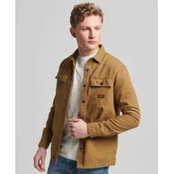 Superdry für Herren. M4010730A Workwear Überhemd aus braunem Segeltuch (M), Lässig, Baumwolle, Langarm, Bio-Baumwolle, Nachhaltig