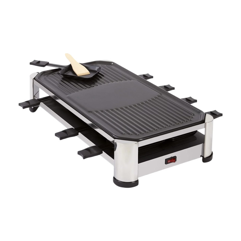 Fritel Raclette Grill RG 2170 Elektrische Tafelgrill en Gourmetset met 8 Raclettepannetjes en Spatels, 1500 W, Breedte: 49,5 cm, Diepte: 27 cm, PFAS-vrij