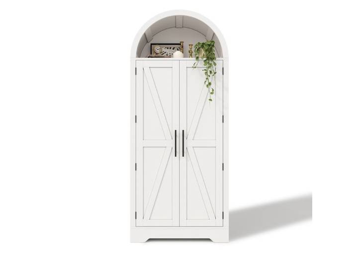 Vitrine Armoire de Rangement avec Étagères Réglables et Niche Ouverte - LPOSPI - Style Campagne MDF Blanc 170 × 70 × 35 cm