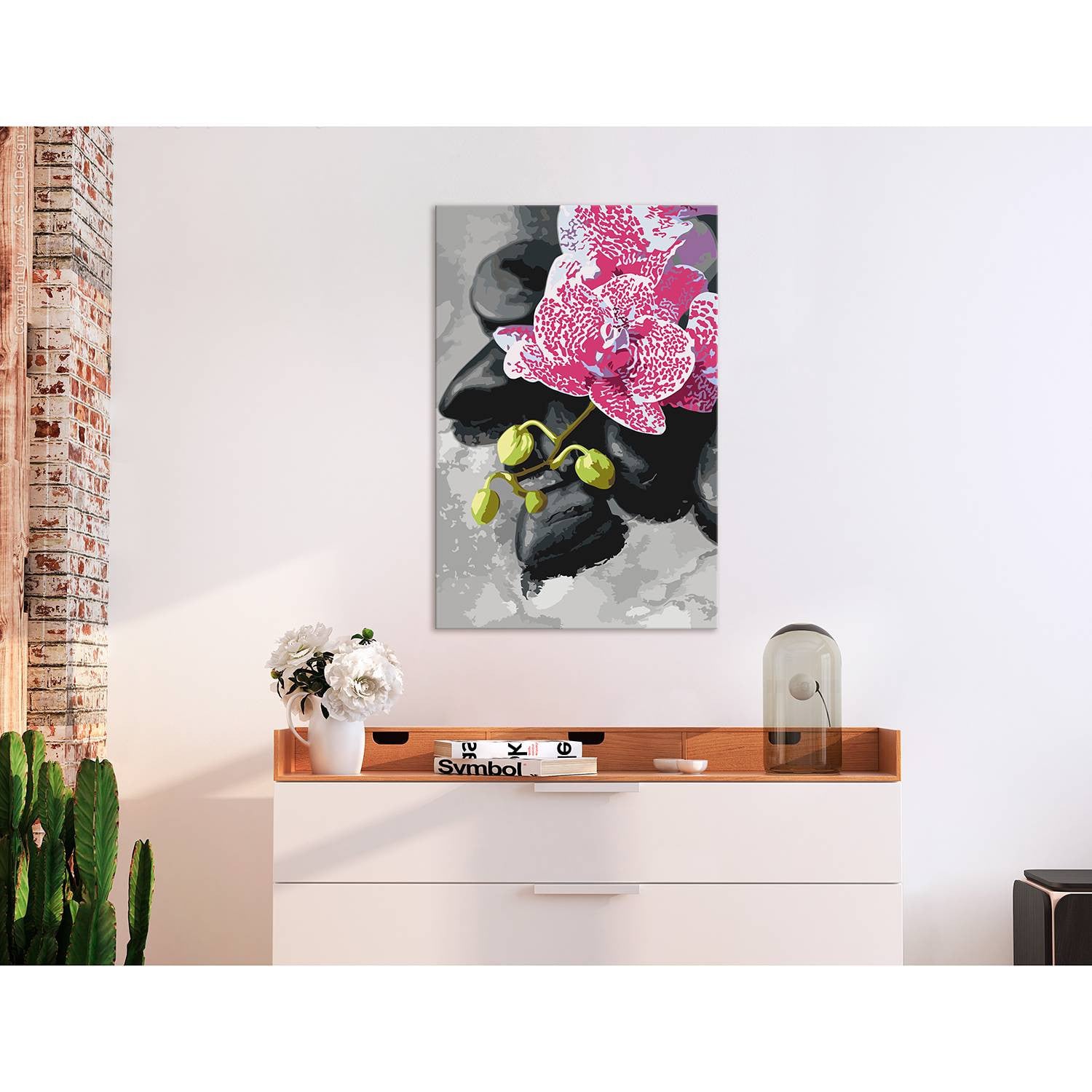 home24 Schilderen op Nummer - Rozerode Orchidee, Linnen Roze, 40 x 50 cm