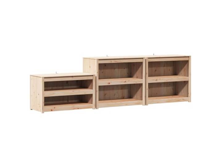 fsahslih Outdoor Küchenschrank 3er Set Massivholz Douglasie Garten MEPPEL Modulare Anbauküche aus massivem Douglasienholz für Terrasse und Garten mit großzügigen Ablageflächen und flexiblen Regalen.