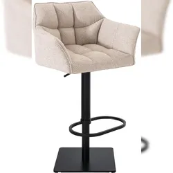 Proregal CHEFGASTRO Barhocker PHILADELPHIA Schwarz Stoff HxBxT 88x64x45cm Stoff Elfenbein Barstuhl