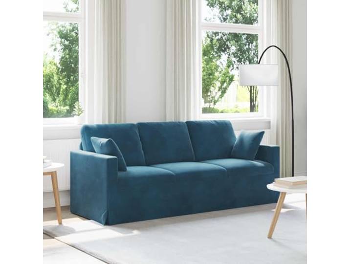ZQQLVOO Sofa Blau 198 x 78 x 80 cm Samt Modular Design, Metallrahmen, Holzarmlehnen, Wohnzimmer, Schlafzimmer