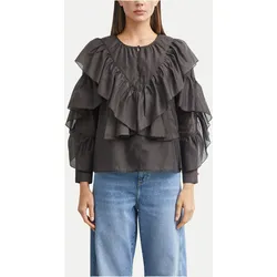 Blusenshirt mit Rüschen Schwarz 34