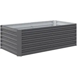 Outsunny Großer rechteckiger Outdoor-Pflanzkübel aus verzinktem Stahl für Terrassen, mit offenem Boden – 180x90x57,5 cm (Grau)