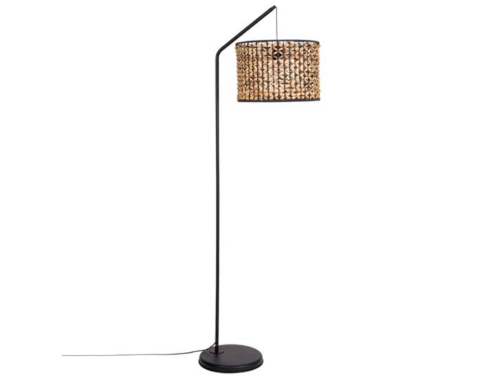 Stehlampe aus schwarzem Metall und Pflanzenfaser H162