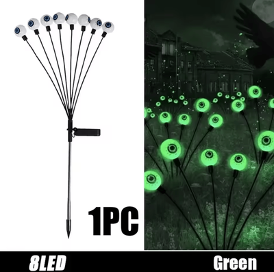 Inspire Curations Solar Halloween Eyeball Stake Lights For Spooky Outdoor Decor green 8led 1pc