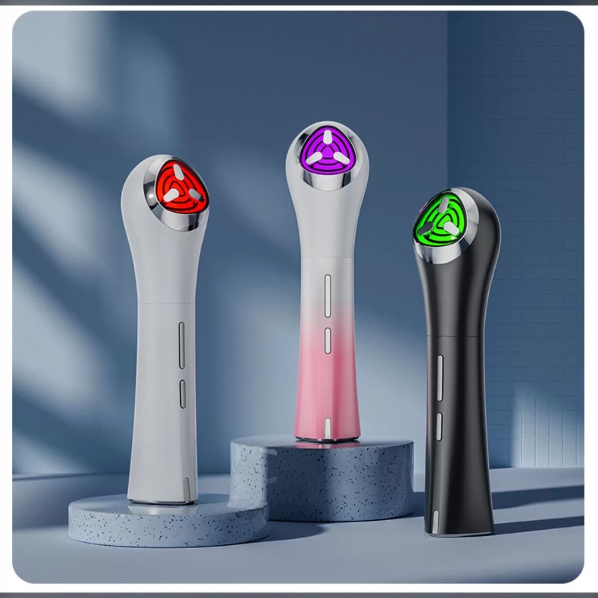 INF 7-Farben LED-Mikrostrom-Gesichtsmassagegerät: EMS-Therapie, Lifting & Hautverjüngung Schwarz