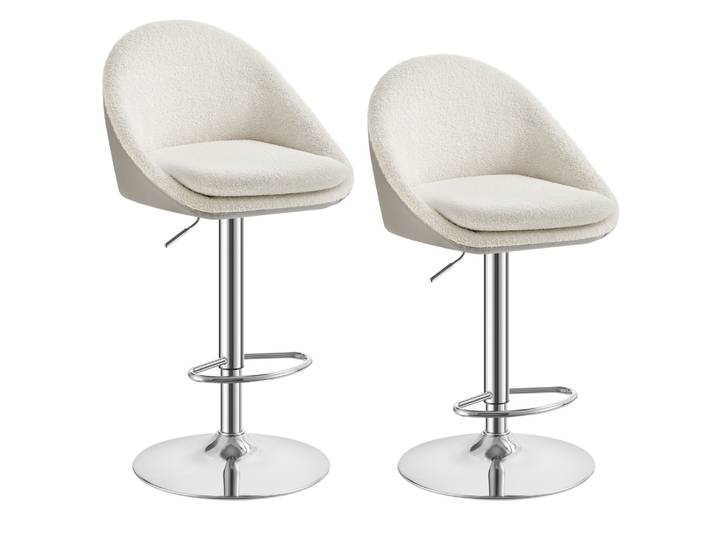 Tabourets de bar réglable en hauteur pivotant blanc