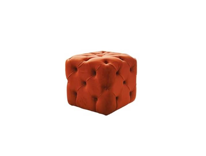 Atelier Del Sofa Zimtfarbener Pouf, 48 x 48 x 48 cm, Gestell aus 100% Holz, Bezug aus babyweichem Stoff Stilvolles und vielseitiges Sitzmöbel für Moderne Wohnräume