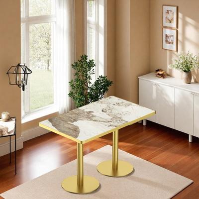 ZWYO HOSIMU "Modern Rectangular Dining Table, 47"" Sintered Stone Tabletop with Luxury Marble Print & Stainless Steel Base"