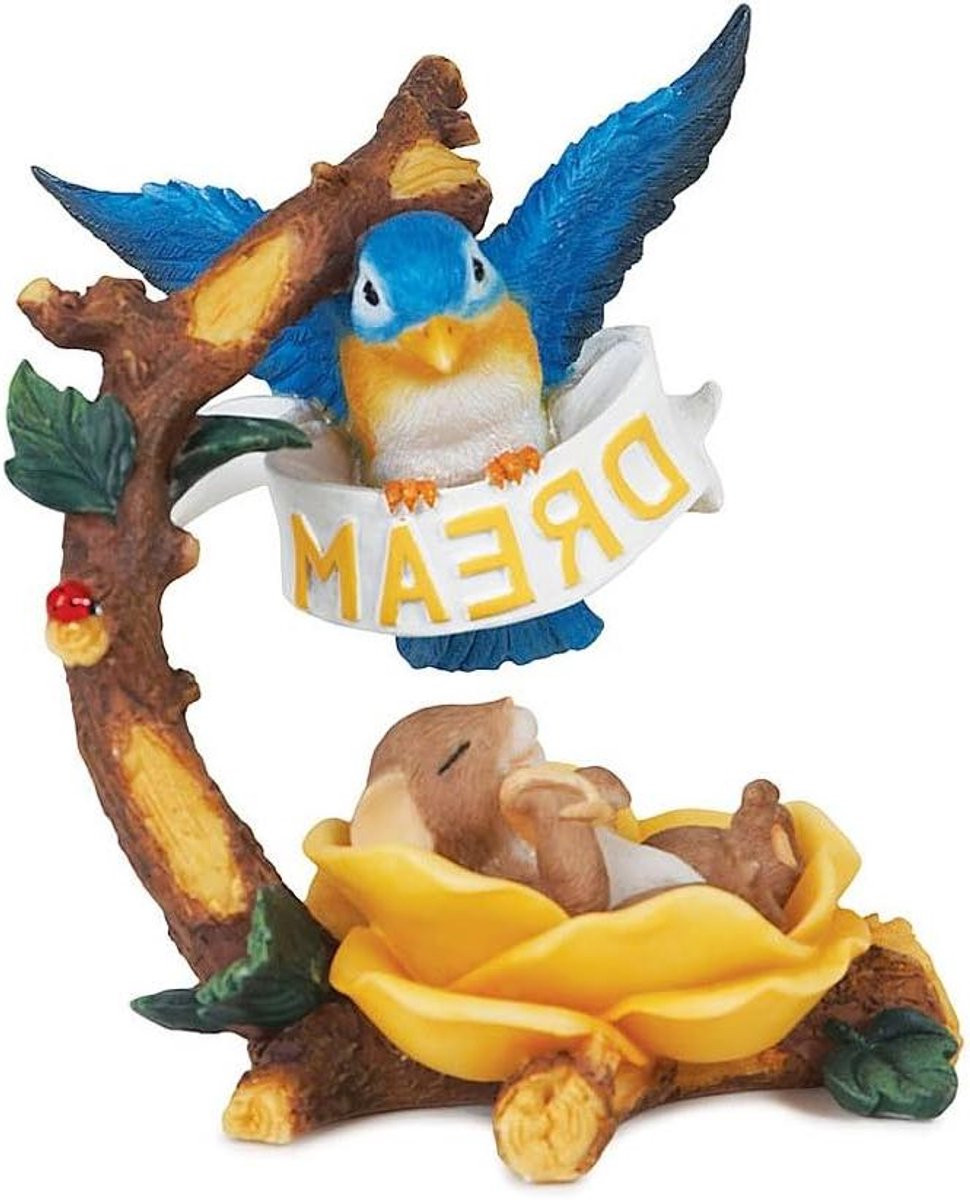 Handgeschilderd Slapende Muis Beeldje - Decoratief Figuur voor op de Tafel - Meerkleurig - Hoogte: 10,16 cm