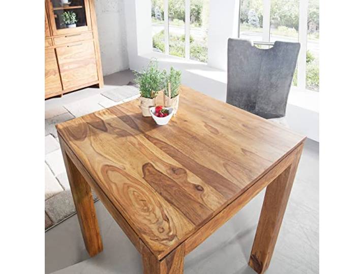 cagü Design Esstisch SATNA aus Sheesham massiv Holz 70cm x 70cm