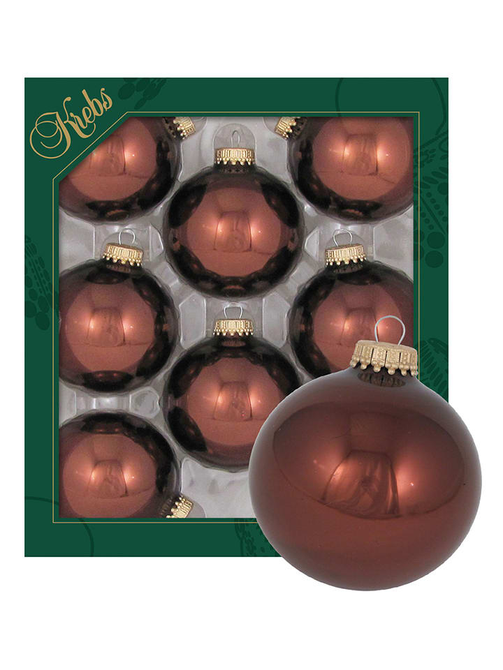 Krebs Glas Lauscha Christbaumkugeln in Braun - 8 Stück - onesize