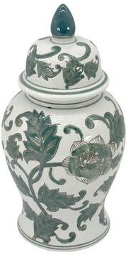 Galt International "White & Green Chinoiserie Ginger Jar 14"""