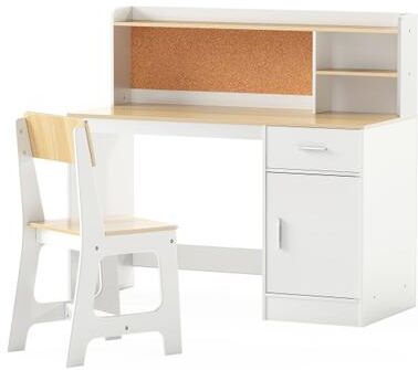 Costway Kids Study Desk and Chair Set Student Table and Chair-Natural