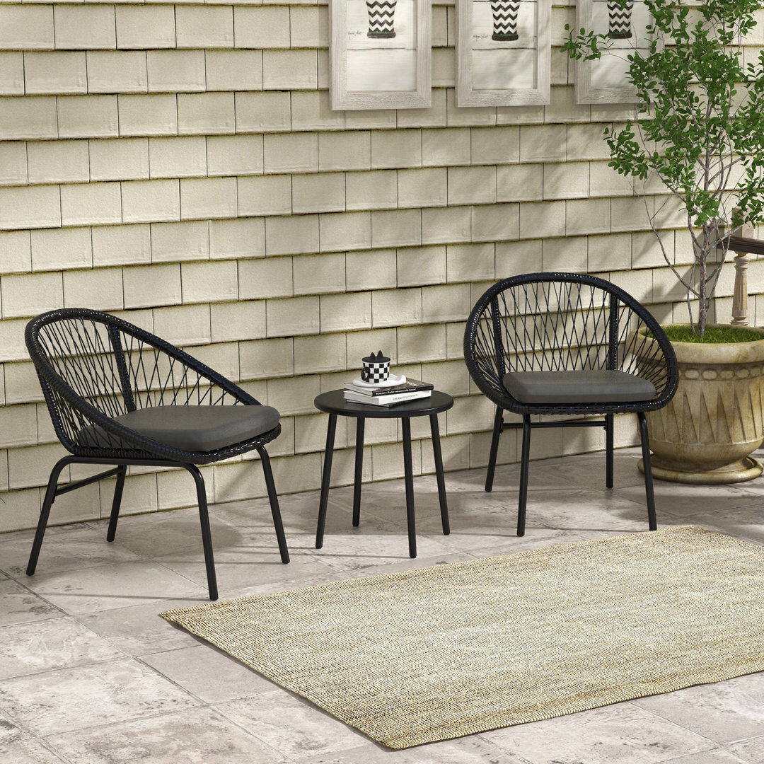 Outsunny Swinsley 2 - Person Seating Group with Cushions Black 2