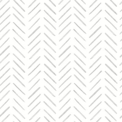 Inspired by Color Painted Herringbone Grey Wallpaper