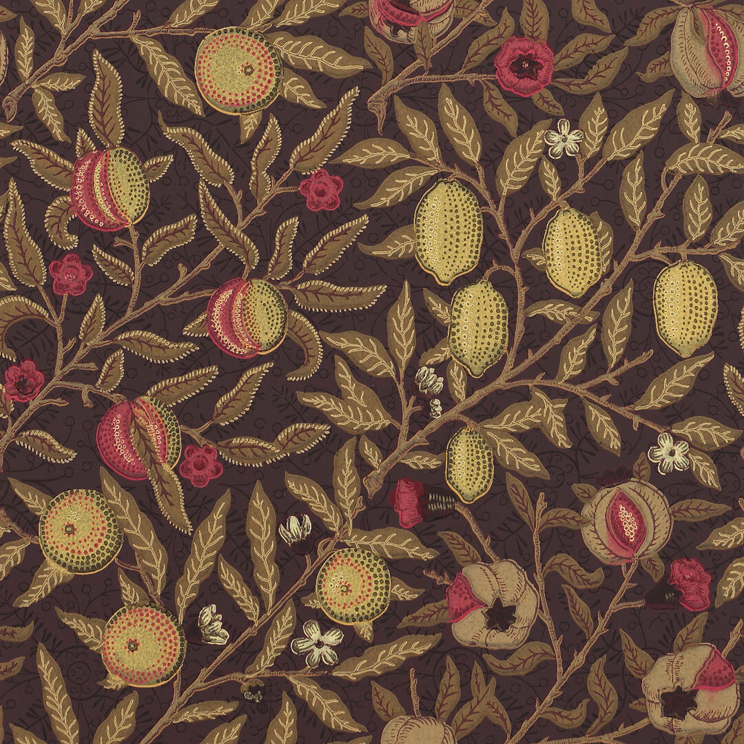 Morris & Co Fruit 10.05m x 52cm Matte Wallpaper Roll Brown 1,005cm L