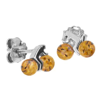 Paar Ohrstecker OSTSEE-SCHMUCK "- Fahrrad - Silber 925/000 - Bernstein" Gr. 9, silber (silber 925, silberfarben, weiß), Ohrringe, Damen, 9, Silber 925 (Sterlingsilber)