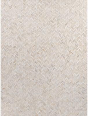 Exquisite Rugs Mosaic Leather hand-tufted Leather Hide Ivory Area Rug