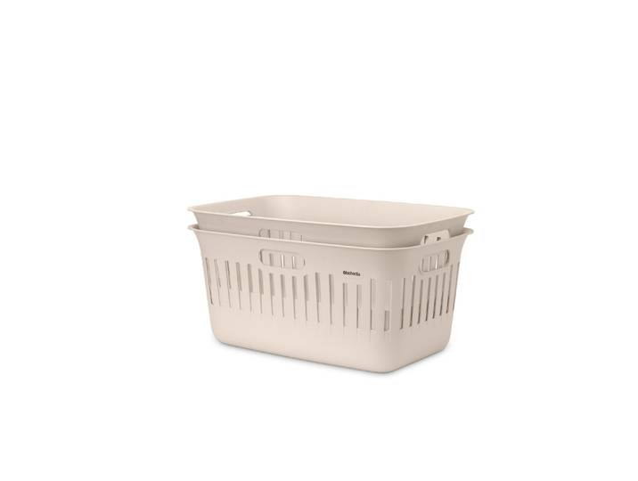 Wäschekorb BRABANTIA Collect IT 2 x 40 l , beige, B:58,7cm H:27cm T:38,7cm, Kunststoff, Wäschesammler, Wäschekorb